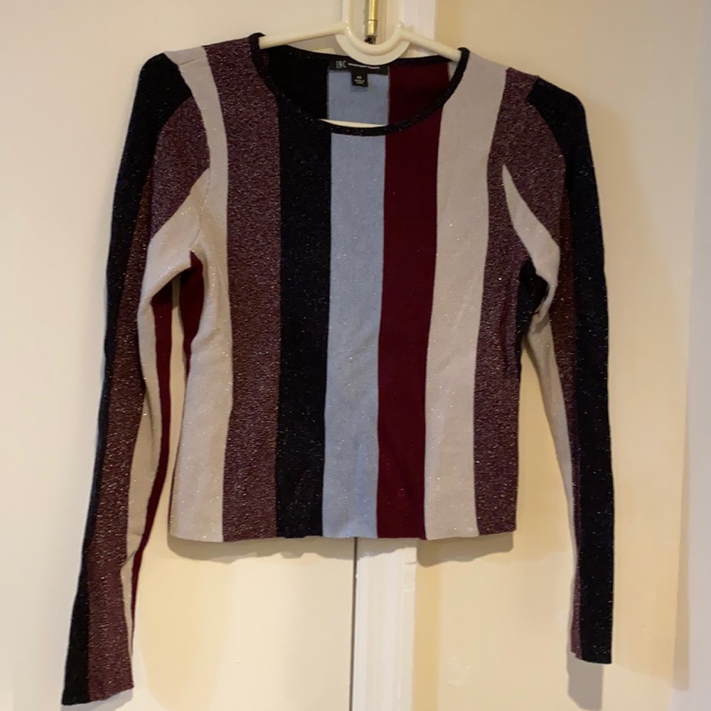 INC Multi-color Vertical Stripes Sparkly Top